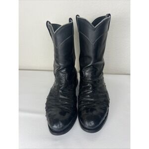 Larry Mahan Vintage Nocona TX Men's 9.5 XE Black Full Quill Ostrich Roper Boots